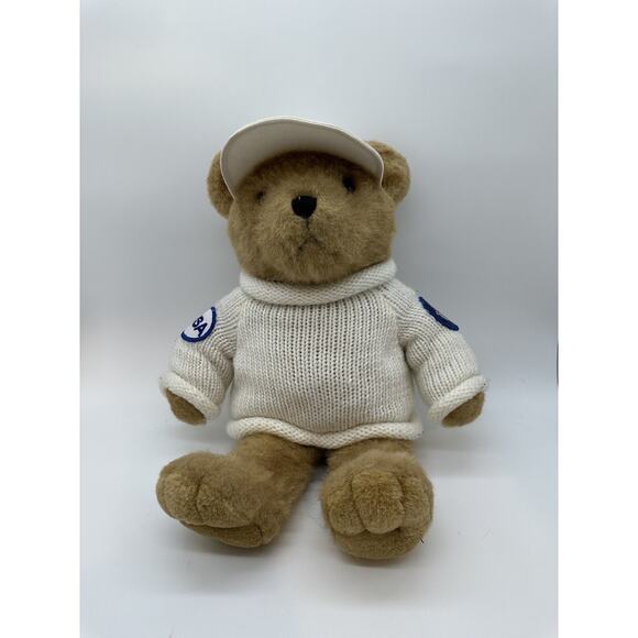 Patriotic Teddy Bear Plush 16” Knit Sweater Stuff Associates Peace Dove Patches - Picture 5 of 7
